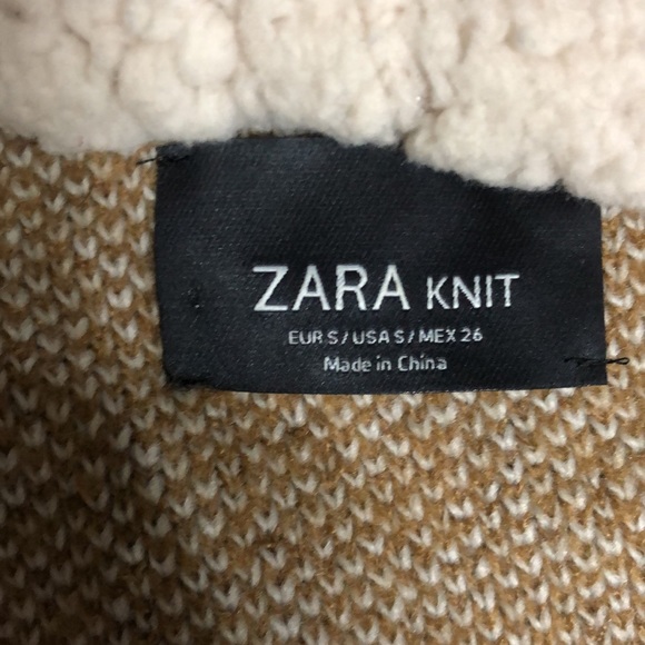 Zara Brown Sherpa Hood Jacket Coat - Picture 4 of 7